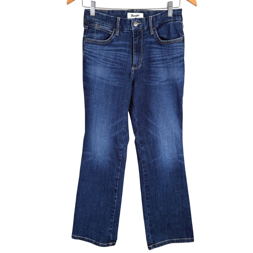 Wrangler Bespoke Boot Jeans Women 28x30 Blue Mid Rise Stretch Denim Dark Wash